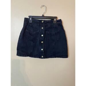 black denim button down mini skirt xs
